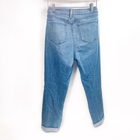 NYDJ Rachel Roll Cuff Ankle Jeans Mid-Rise Pinstripe Stretch Denim Sz 6 - Picture 2 of 10